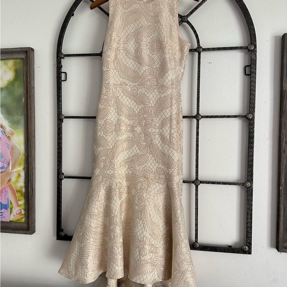 Badgley Mischka Cream High Low Dress